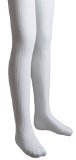Sportoli Girls Ribbed Cotton Hold and Stretch Footed Winter Tights - White (size 2/4)3