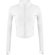 happlan Women's Lightweight Athletic Track Jacket Full Zip Running Workout Top Slim Fit Yoga Spor...