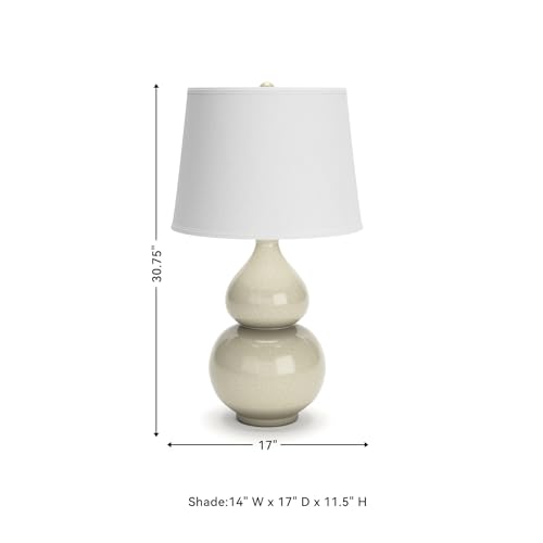 Signature Design by Ashley Saffi Transitional UL Listed Table Lamp with Fabric Shade and Double Gourd Base and 3-Way Switch, Ceramic, 29.75" High, Cream by Signature Design by Ashley - Image 5