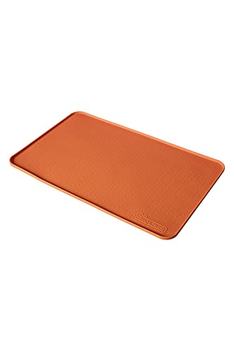 Croc Liner Silicone Cats And Dogs Feeding Mat, Waterproof, Raised Edge, Dishwasher Safe, Pet Placemat Tray, Utility Mat (Orange, Small Size - 11 1/4 X 18 1/8) #TOP12