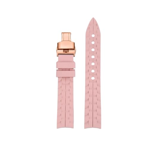 TROGPYXG Compatible avec la montre Chopard Happy Diamond, avec Bracelet en Silicone for femmes, Bracelet en caoutchouc étanche, 15mm 18mm(Pink-rose,15mm)