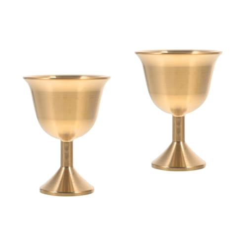 TOPPERFUN 2 Piezas Copa de Latón para Ofrecimiento de Agua Cáliz Resistente para Ritual y Decoración de Mediano