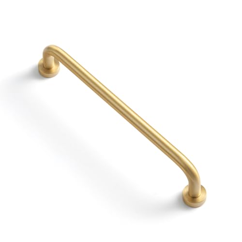 Goo-Ki 2 Pack 5" Center to Center Modern Solid Brass Cabinet Handles - Elegant Brushed Brass Kitchen Hardware Minimalist Drawer Pulls