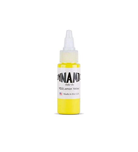 Dynamic Lemon Yellow Tattoo Ink  Professional Long-Lasting Tattooing Inks - 1 Ounce Bottle