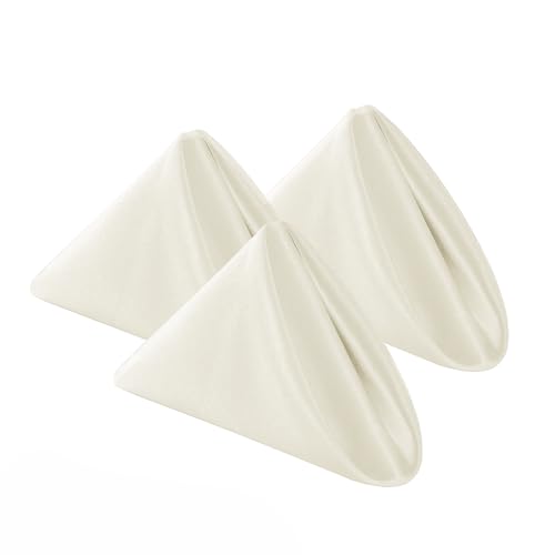 Bailarina Cloth Napkins Set of 120 17x17 inches Dinner Napkins Cloth Washable Polyester Square Table Cloth Napkin Bulk with Hemmed Edges Ideal for Banquets Parties and Weddings-Ivory