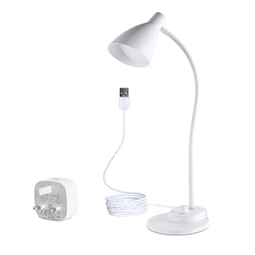ISeebaibi Desk Lamp, Desk Light Features 3 Color Temperature and 20 Brightness Levels, Eye-Caring Metal Led Desk Lamp for Office and Bedroom, 10W, 1000 Lumens, Adapter Included (White)
