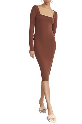 Forever 21 Bodycon Long-Sleeve Dress Brown Small at Amazon Women's Clothing  store