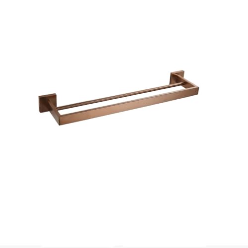 Brushed Rose Gold Bathroom Accessories Set Square Design Includes Toilet Paper Holder Towel Rack with 2 x 60cm Bars Robe Hook Elegant and Modern Decor