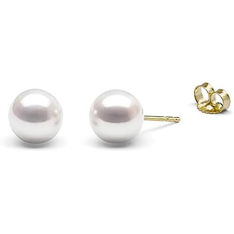 HinsonGayle AAA Handpicked 7.5-8.0mm White Round Freshwater Cultured Pearl Stud Earrings 14k Y Gold Cover
