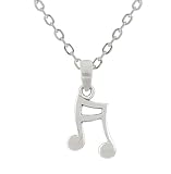 ENTREPLATA Collar de Plata de Ley 925 con Charm. Gargantilla Original Cadena para Señora, Mujer, Chica Joven o Niña con Colgante Nota Musical Corchea 20