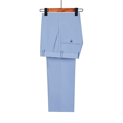 Youllyuu Herren-Blazerhose, zweireihig, maßgeschneidert, 2 Stück, Hochzeitsanzüge für Business, Freizeit, Party, A12-5 Himmelblau, XXXXL – Bild 8