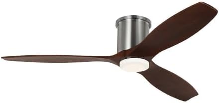 Generation Lighting 3CNHSM52BSD Collins Smart LED 52" Damp Ceiling Fan with Lights & Remote, Brushed Steel