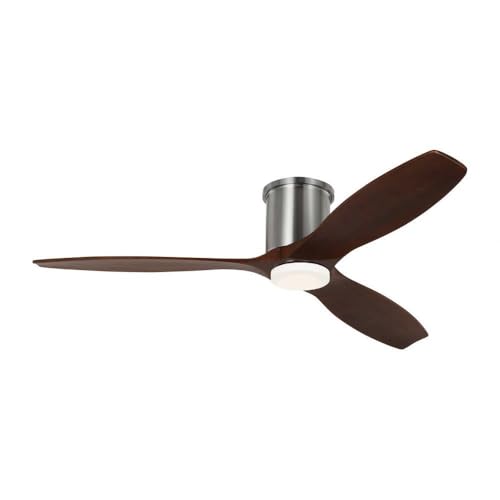 Generation Lighting 3CNHSM52BSD Collins Smart LED 52" Damp Ceiling Fan with Lights & Remote, Brushed Steel