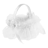 MAGICLULU Cesta de Boda para Niñas Asa Tejida, Cesta Rústica para Flores y Almacenamiento Multifuncional, Adecuada para Ceremonias y Esparcir Pétalos o Frutas