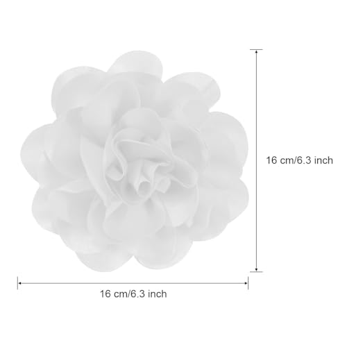 Image of 6.3 Inches White Large Floral Brooch Pins & Flower Hair Clips for Women | Elegant White Rose Hair Clip Large Flower Brooches for Women | Charming Pins for Clothes & Dress Accessories for Woman Fashion