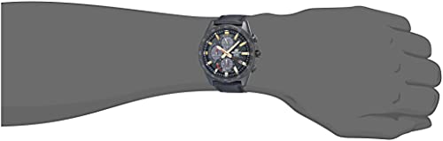 Image of Casio Men's Edifice Stainless Steel Quartz Watch with Leather Strap, Black, 22 (Model: EQS-900CL-1AVCR)