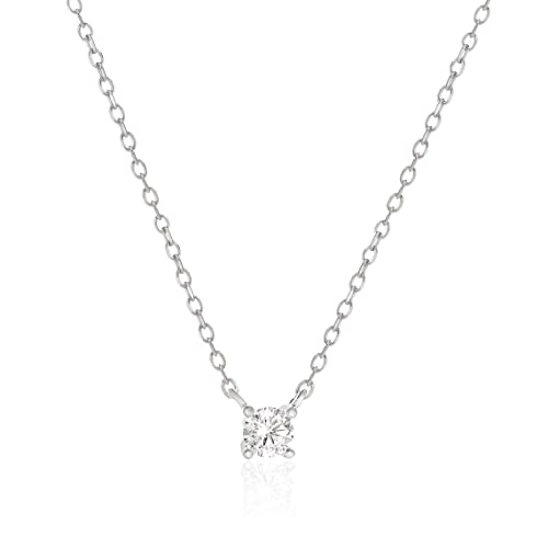 Ascomy Dainty Silver Square Cubic Zirconia Solitaire Pendant Necklaces For Women Tiny Single Sparkly Cz Simulated Diamond Necklace Simple Shinning Bride Bridesmaids Weeding Jewelry Gifts #TOP5
