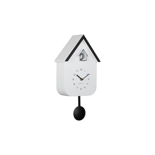 Karlsson Dupla Color Cuckoo Wall Clock - White - 21.5 x 21.5 x 41.5 cm - Rectangle - Plastic - Wall Clock Modern Living Room - Wall Clocks - Cuckoo Clock