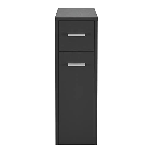[En.Casa] Mobile Da Bagno Basso Stretto Con 2 Cassetti Armadietto Multiuso Per Cucina Lavanderia 61X20X45 Cm Cassetto Estraibile A Ripiani E Rotelle - Grigio Scuro - 6