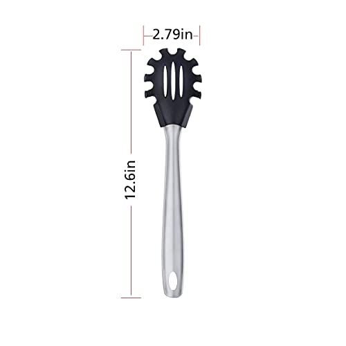 Amco Heat-Resistant Nylon Pasta Fork With Stainless Steel Handle, 12.5", Black #TOP4