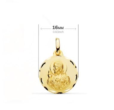 Medalla Escapulario Oro 18K Virgen del Carmen 16mm