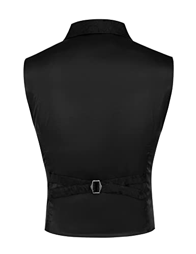 Coofandy Black Suit Vest Men Paisley Floral Waistcoat Formal Tuxedo Suit Vests Gothic Steampunk Vest Black, X-Large #TOP2
