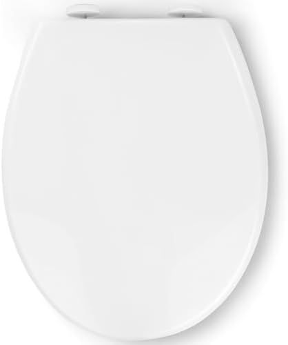 Pipishell Toilettendeckel, WC Sitz mit Absenkautomatik, Quick-Release Funktion für einfach Reinigung, O Form Weiß Toilettensitz mit Verstellbaren Scharnieren, Kunststoffversion