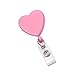 Pink Heart Shaped Badge Reel w/ Clear Vinyl Strap & Swivel Spring Clip, Sold Individually