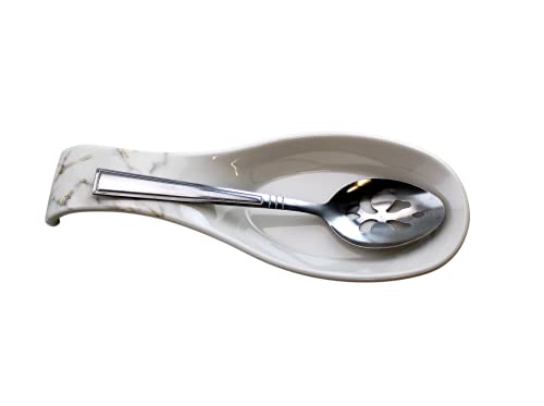 Set Of 2 Kitchen Spoon Rest Melamine For Stove Top Cooking Tasting Spoons Utensils Keep Counters Clean (Marble) #TOP2