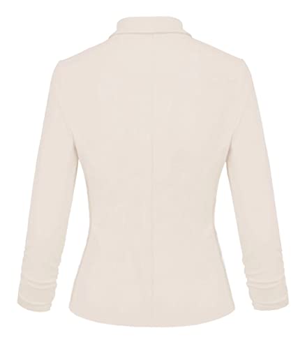Women's Lightweight Casual Work Office Stretch Ponte Cardigan Blazer Jacket Jk1131 Ivory Large #TOP1