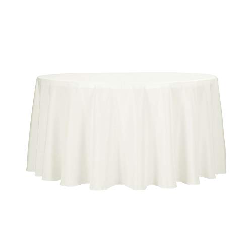 Ascoza 12pack 120 Inch Ivory Round Tablecloth in Polyester Fabric for Wedding/Banquet/Restaurant/Parties