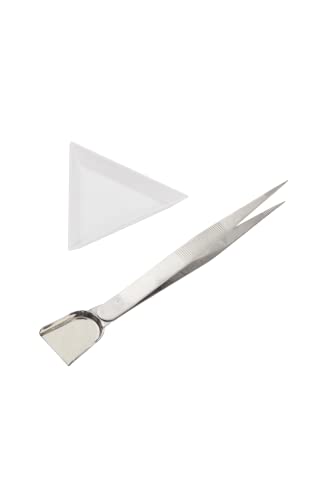 10pcs White Triangle Bead Sorting Trays and 1pcs Silver Color Handy Tweezer with Scoop, Craft Beading Tweezers, Jewelry Tweezers for Seed Beads Diamond Jewelry Making, Pick up Beads Tools Supplies