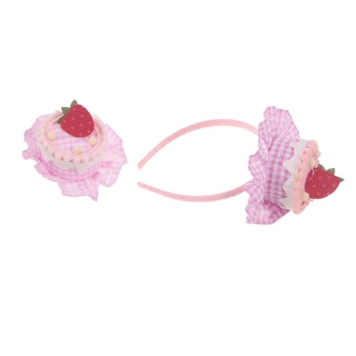 Serrage-tête gâteau d'anniversaire et pinces cheveux roses Mikikit