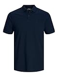 polos de trabajo bicolor Corte - Slim fit JACK & JONES Jjebasic Polo SS Noos, Azul (Navy), L para Hombre