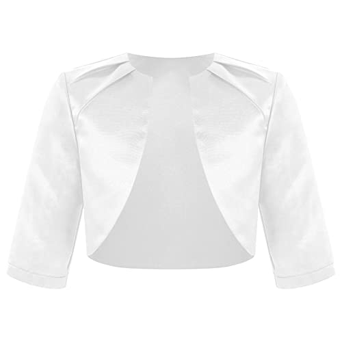 Girl's Satin Shrug Half Sleeve Flower Girl Dress Cover up First Communion Bolero Cardigan Jacket Outerwear