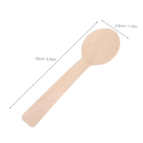 Cucharas de madera pequeñas para catering y postres: vajilla beige de 100 piezas 3