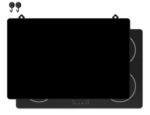 KitchyMist Herdabdeckplatte Schwarz Uni - 80x52 cm - Kochfeld...