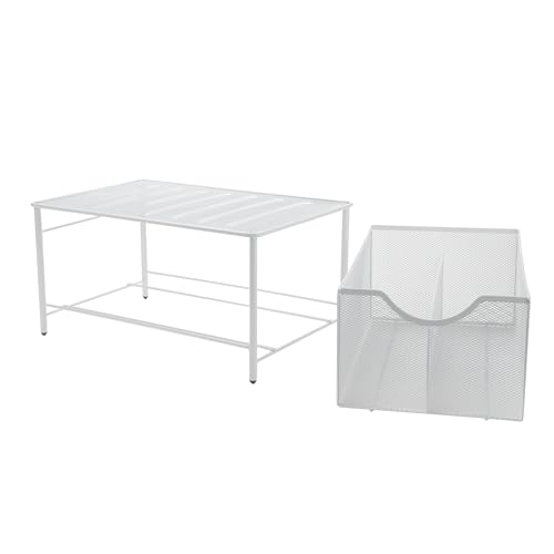 Mind Reader Accessory Organizer, Supply Storage, Makeup, Crafts, Office, Kitchen, Metal Mesh, 10.25"L x 16.25"W x 8"H, White - Image 5