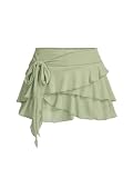 Womens Summer Casual Skirt Ruffle Trim Tiered Layer...