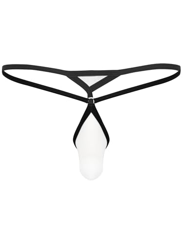 Mens Sissy Transparent Mini Thong Bulge Pouch T-Back Thong Low Rise Micro Underwear Mesh String Tangas