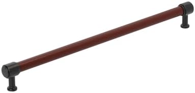 Signature Hardware 954067-18 Lazzara 18 Inch Center to Center Brown Leather Appliance Pull - Matte Black