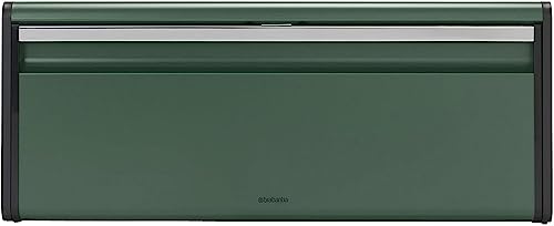 Brabantia Rectangular Fall Front Bread Bin (Pine Green) Large Front Opening Flat Top Bread Box, Fits 2 Loaves