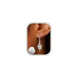 VEEDOFA Drop Silver Earrings for Women,Dangle Earrings with Sparkly Cubic Zirconia Hypoallergenic Drop Earrings for Women trendy Silver Earrings