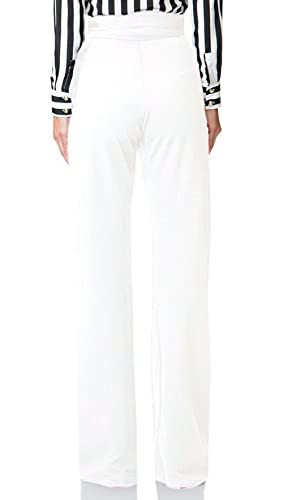 Lucuna Office Pants For Women Solid Color Casual Stretch Waistband Wide Leg Full-Length Pants #TOP2