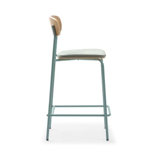Tabourets de bar confortables aigue-marine Ridila dossier bois anti-mal de dos - 5
