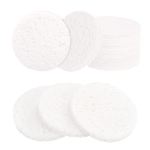 CZAKOMIX 30 Pièces Éponges Visage Comprimées, Éponges Nettoyantes Quotidiennes, Éponge Cosmétiques Rondes, Éponge Démaquillage pour Nettoyage de Visage (6,5cm)