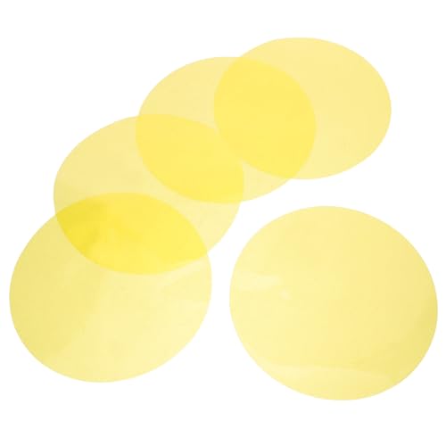 Cabilock 5pcs Color Correction Gel Light Filter, 3. 9 Inch Round Colored Overlays Transparent Film, Yellow Self-Adhesive Plastic Sheets for Photo Studio Flash Downlight