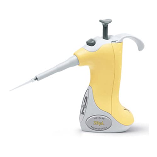 VistaLab 1257-0020 Ovation Fixed Volume Two Stroke BioNatural Pipette, 20 microliter Volume, +/-1.0% Accuracy, Yellow