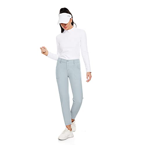 M Moteepi Work Pants For Women Ankle Golf Pants Ladies With Pockets Casual Slim Fit Casual Golf Apparel Light Grey L #TOP4