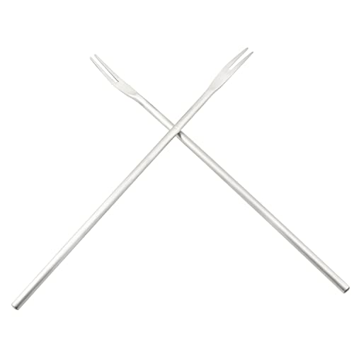 Pickle Forks Zyamy 2Pcs Fruit Dessert Forks Stainless Steel Long Handle Pickle Fork 8.86 Inches Appetizer Fork Olive Forks Garlic Clove Fork Cocktail Forks Shrimp Forks #TOP3